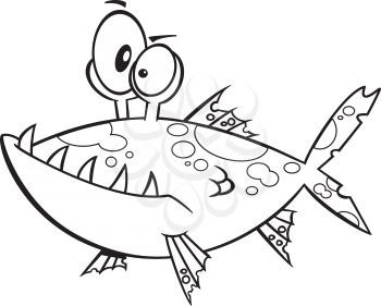 Royalty Free Clipart Image of a Fish With Sharp Teeth