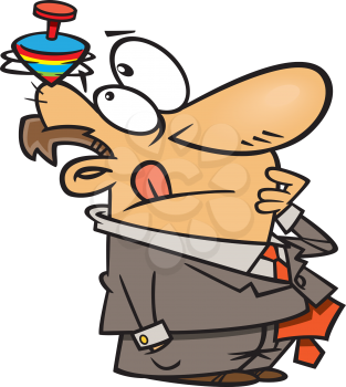 Royalty Free Clipart Image of a Businessman With a Top on His Head