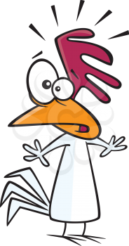Royalty Free Clipart Image of a Nervous Chicken