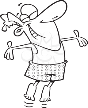 Royalty Free Clipart Image of a Happy Man in Boxers