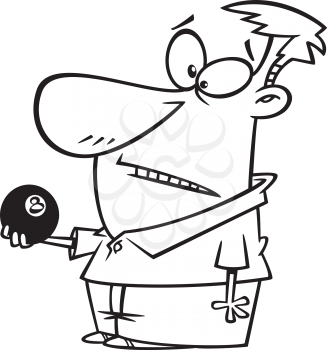 Royalty Free Clipart Image of a Man Holding an Eight Ball