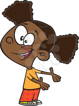 Royalty Free Clipart Image of a Girl With Her Hand Out