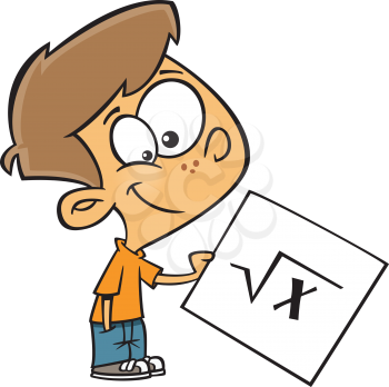 Royalty Free Clipart Image of a Boy with a Math Problem