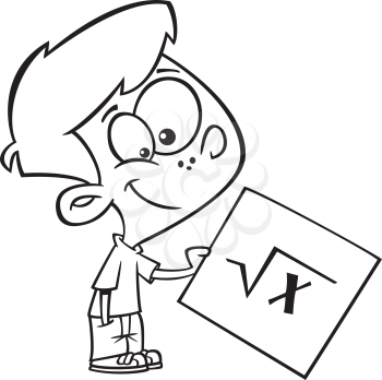 Royalty Free Clipart Image of a Boy with a Math Problem