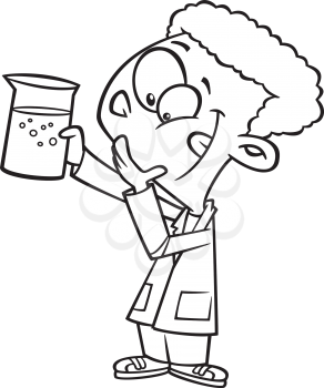 Royalty Free Clipart Image of a Boy Holding a Beaker