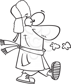 Royalty Free Clipart Image of a Man Dressed for Winter