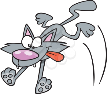 Royalty Free Clipart Image of a Pouncing Cat