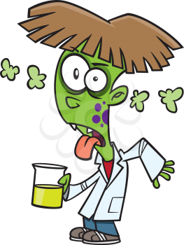 Royalty Free Clipart Image of a Scientist  Turning Green After Drinking Something