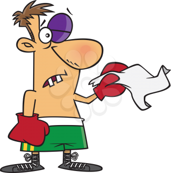 Royalty Free Clipart Image of a Boxer With a White Flag
