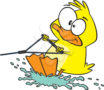 Royalty Free Clipart Image of a Duck Water Skiing