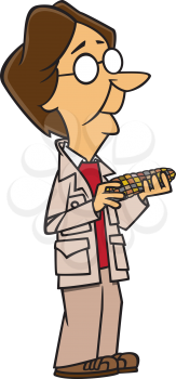 Royalty Free Clipart Image of a Man Holding a Cob of Corn
