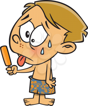 Royalty Free Clipart Image of a Boy Eating a Popsicle