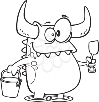 Royalty Free Clipart Image of a Monster With Beach Toys