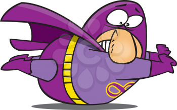 Royalty Free Clipart Image of an Overweight Superhero