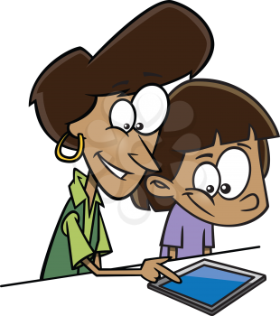Royalty Free Clipart Image of an Adult and Child