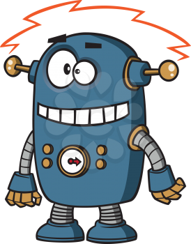 Royalty Free Clipart Image of a Blue Robot