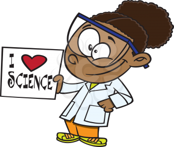 Royalty Free Clipart Image of a Child Holding an I Love Science Poster