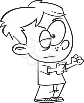 Royalty Free Clipart Image of a Boy With a Swollen Eye