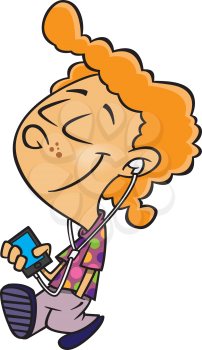 Royalty Free Clipart Image of a Boy Listening to Music