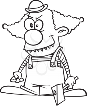 Royalty Free Clipart Image of a Scary Clown