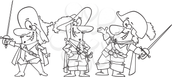 Royalty Free Clipart Image of Three Musketeers