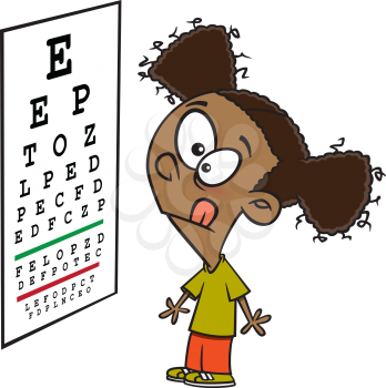 Royalty Free Clipart Image of a Child Taking an Eye Test