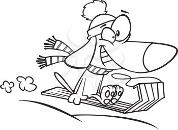 Royalty Free Clipart Image of a Dog on a Sled