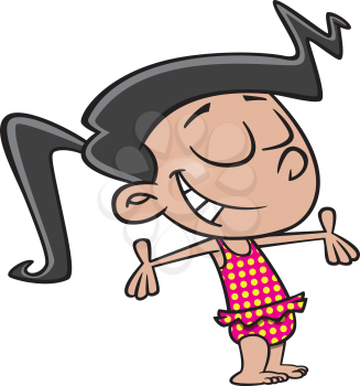 Royalty Free Clipart Image of a Happy Girl in a Swimsuit