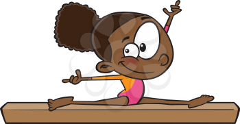 Royalty Free Clipart Image of a Girl on a Balance Beam