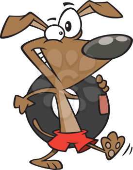 Royalty Free Clipart Image of a Dog With an Inner Tube