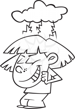 Royalty Free Clipart Image of a Girl Having a Brainstorm