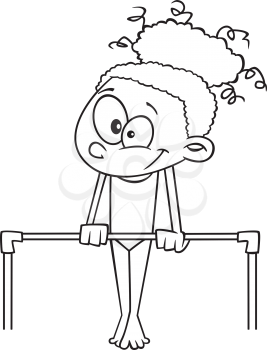 Royalty Free Clipart Image of a Gymnast on the Horizontal Bar