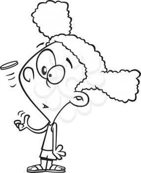 Royalty Free Clipart Image of a Girl Tossing a Coin