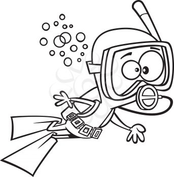 Royalty Free Clipart Image of a Child in Scuba Gear
