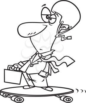 Royalty Free Clipart Image of a Businessman Longboarding