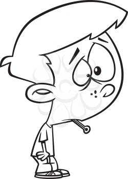 Royalty Free Clipart Image of a Sick Boy