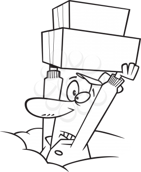 Royalty Free Clipart Image of a Man Holding Boxes Above His Head