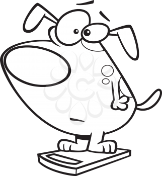 Royalty Free Clipart Image of a Dog on a Scale