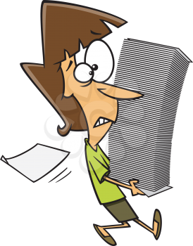 Royalty Free Clipart Image of a Woman Carrying Papers