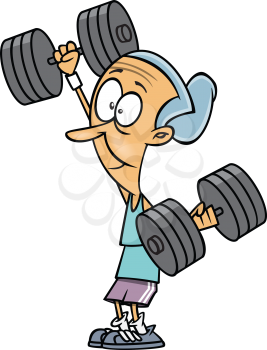 Royalty Free Clipart Image of a Weightlifing Senior