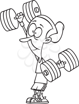 Royalty Free Clipart Image of a Weightlifting Senior