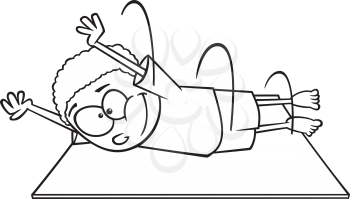 Royalty Free Clipart Image of a Boy Doing a Pencil Roll