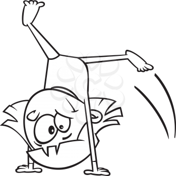 Royalty Free Clipart Image of a Girl Doing a Cartwheel