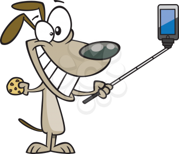 Royalty Free Clipart Image of a Dog Taking a Selfie