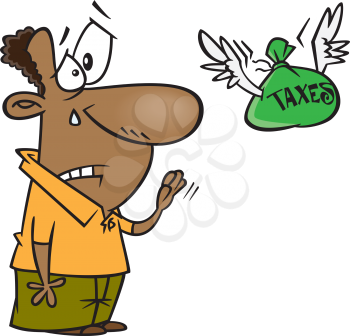 Royalty Free Clipart Image of a Man Saying Goodbye To His Money