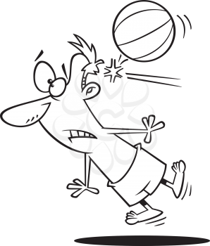 Royalty Free Clipart Image of a Man Getting Hit in the Head by a Beach Ball