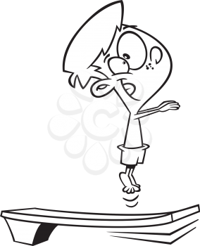 Royalty Free Clipart Image of a Boy on a Diving Board