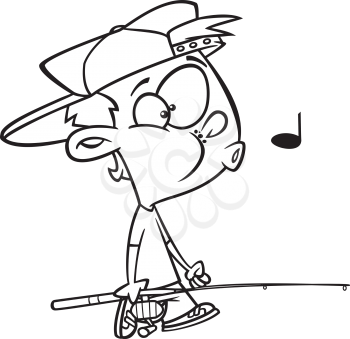 Royalty Free Clipart Image of a Boy Going Fishing