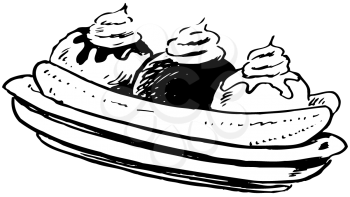 Royalty Free Clipart Image of a Banana Split