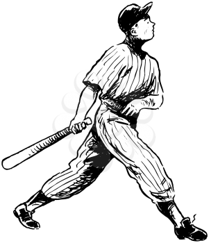 Royalty Free Clipart Image of a Baseball Player With a Bat